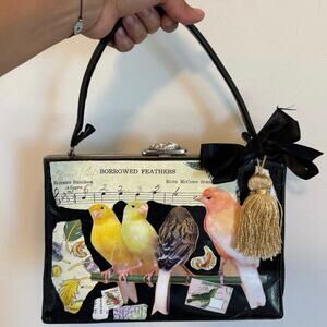 Vintage JR USA handbag Black with unique bird designs